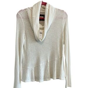 Anthropologie Maeve Cream Cowl Neck Sweater, Ribbed Knit Size Medium NEW